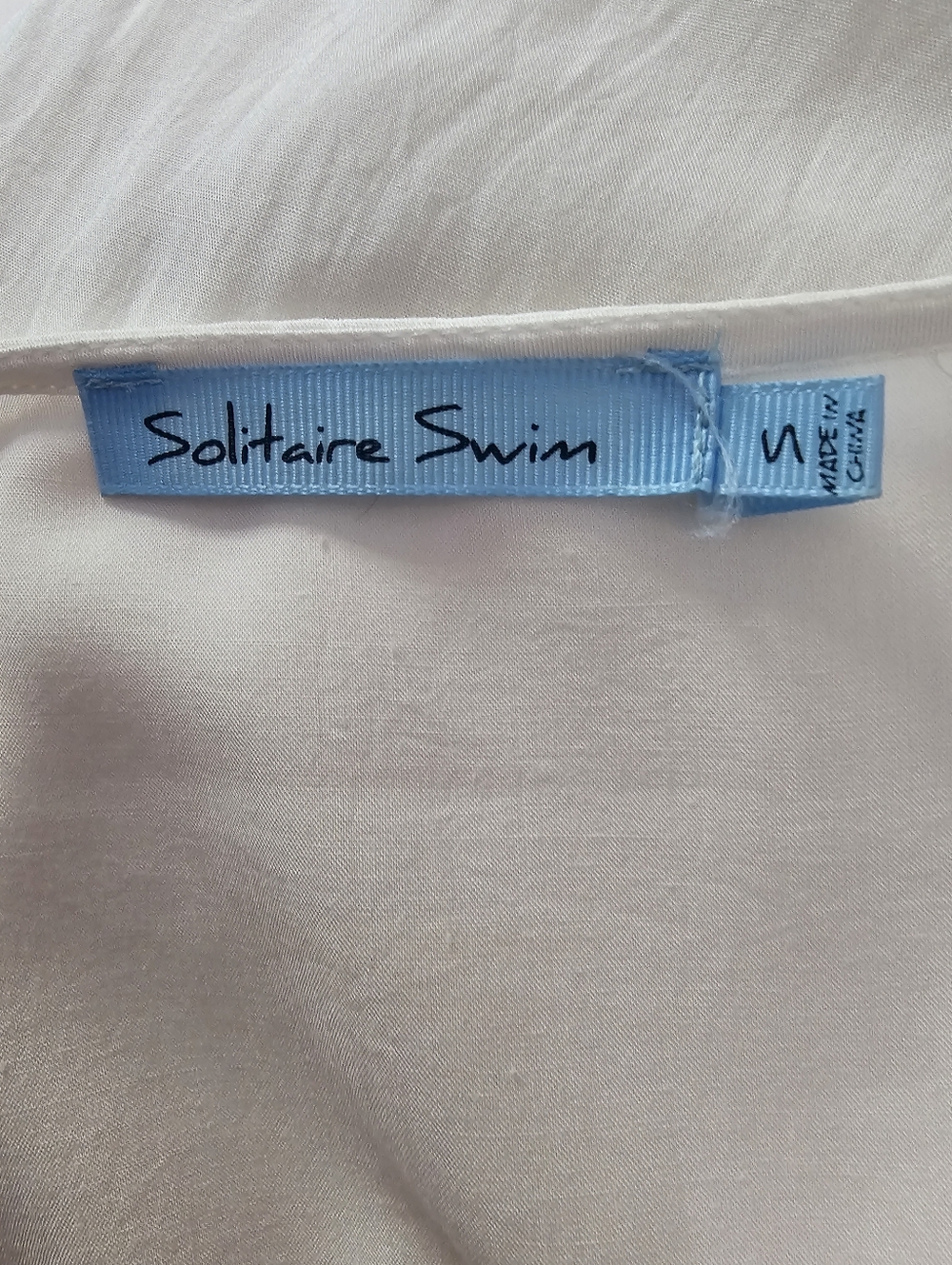 Solitaire Swim Rayon Knit Crochet White Boho Coastal Swimsuit Cover Up Sz S - Picture 2 of 6